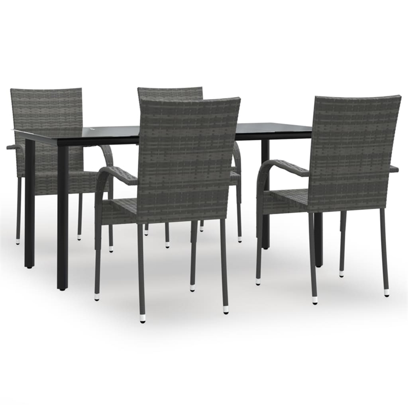 Afuera Living PE Rattan/Powder-Coated Steel Garden Dining Set in Gray