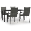 Afuera Living PE Rattan/Powder-Coated Steel Garden Dining Set in Gray