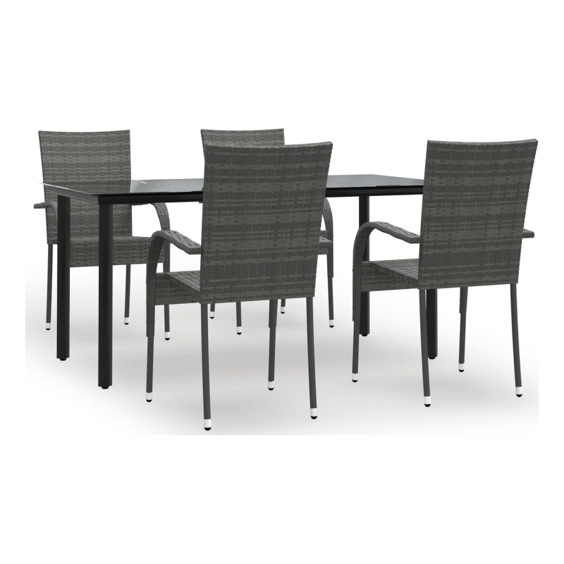 Afuera Living PE Rattan/Powder-Coated Steel Garden Dining Set in Gray