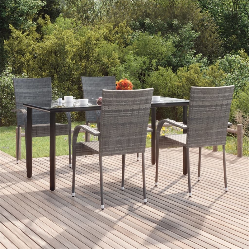 Afuera Living PE Rattan/Powder-Coated Steel Garden Dining Set in Gray