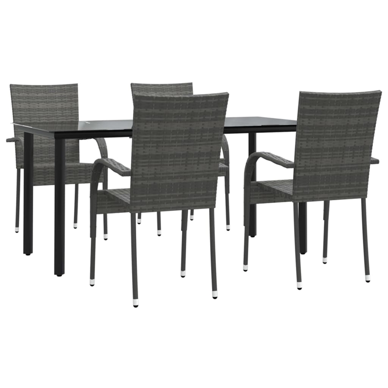 Afuera Living PE Rattan/Powder-Coated Steel Garden Dining Set in Gray