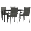 Afuera Living PE Rattan/Powder-Coated Steel Garden Dining Set in Gray