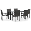 Afuera Living PE Rattan/Powder-Coated Steel Garden Dining Set in Gray