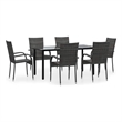 Afuera Living PE Rattan/Powder-Coated Steel Garden Dining Set in Gray