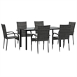 Afuera Living PE Rattan/Powder-Coated Steel Garden Dining Set in Gray