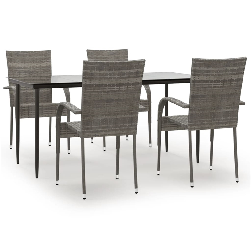 Afuera Living PE Rattan&Powder-Coated Steel Garden Dining Set in Gray