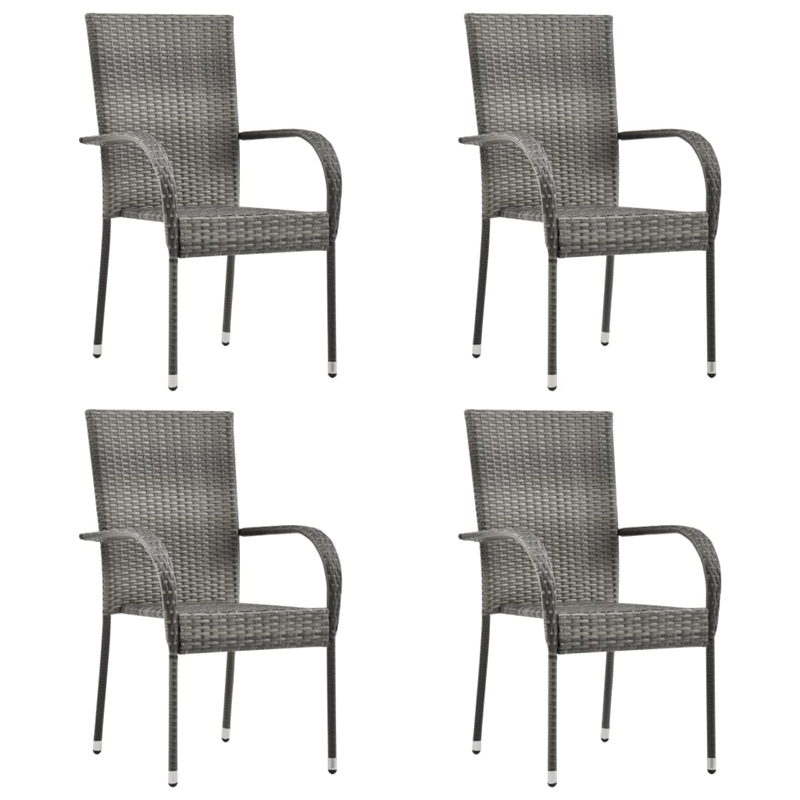 Afuera Living PE Rattan&Powder-Coated Steel Garden Dining Set in Gray