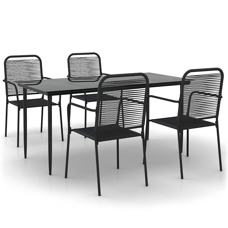 Afuera Living Cotton Rope Medium Stackable Garden Dining Set in Black