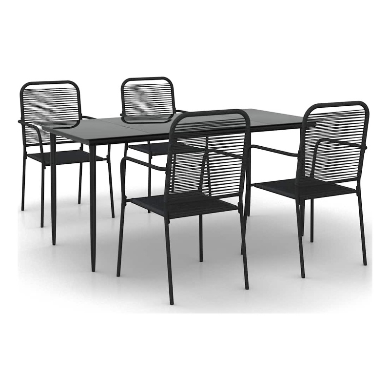 Afuera Living Cotton Rope Medium Stackable Garden Dining Set in Black