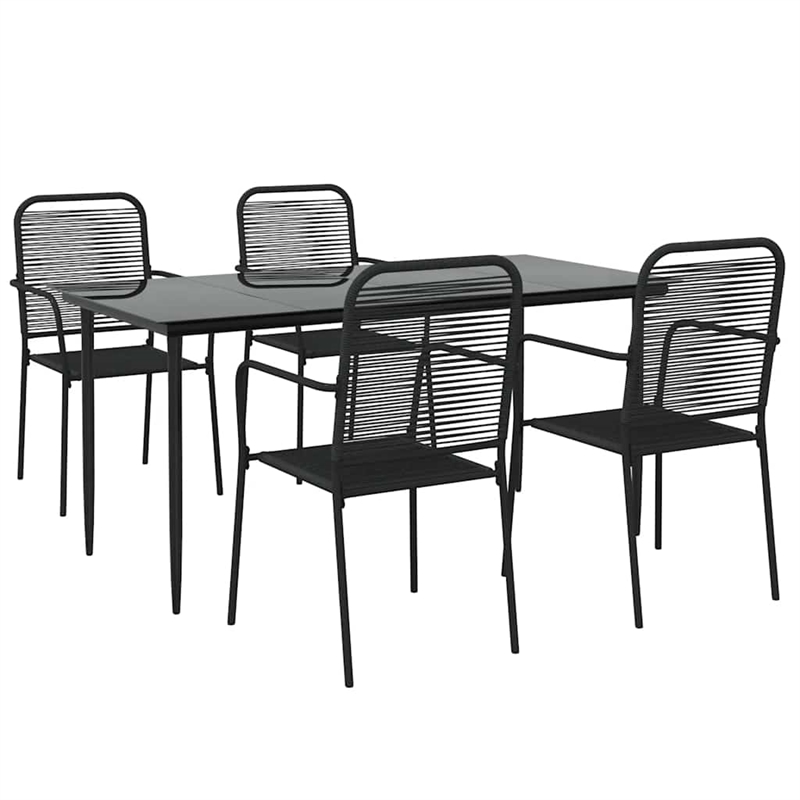 Afuera Living Cotton Rope Medium Stackable Garden Dining Set in Black