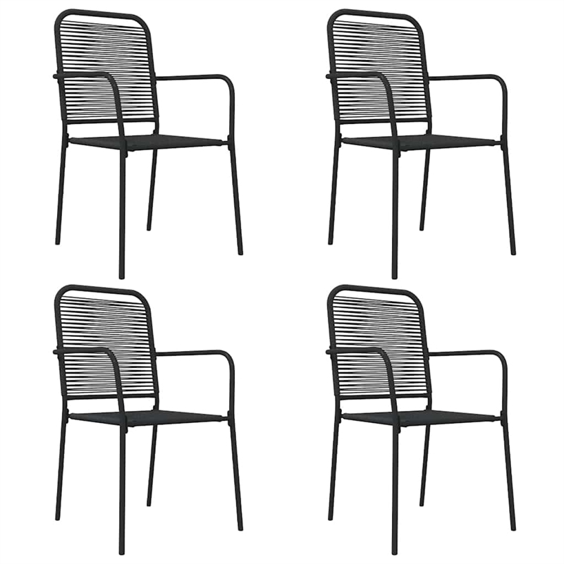 Afuera Living Cotton Rope Medium Stackable Garden Dining Set in Black
