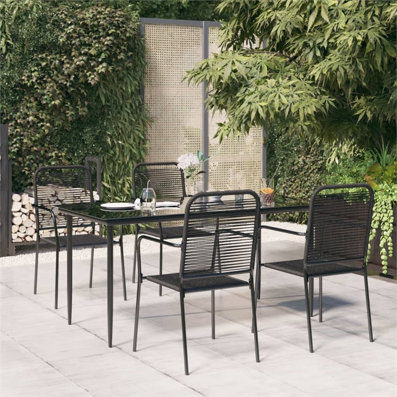 Afuera Living Cotton Rope Medium Stackable Garden Dining Set in Black