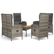 Afuera Living PE Rattan Adjustable Armrests Garden Dining Set in Gray