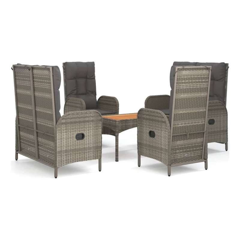Afuera Living PE Rattan Adjustable Armrests Garden Dining Set in Gray