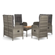Afuera Living PE Rattan Adjustable Armrests Garden Dining Set in Gray