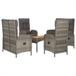 Afuera Living PE Rattan Adjustable Armrests Garden Dining Set in Gray