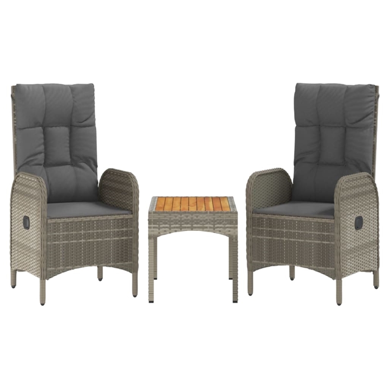 Afuera Living PE Rattan Adjustable Armrests Garden Dining Set in Gray