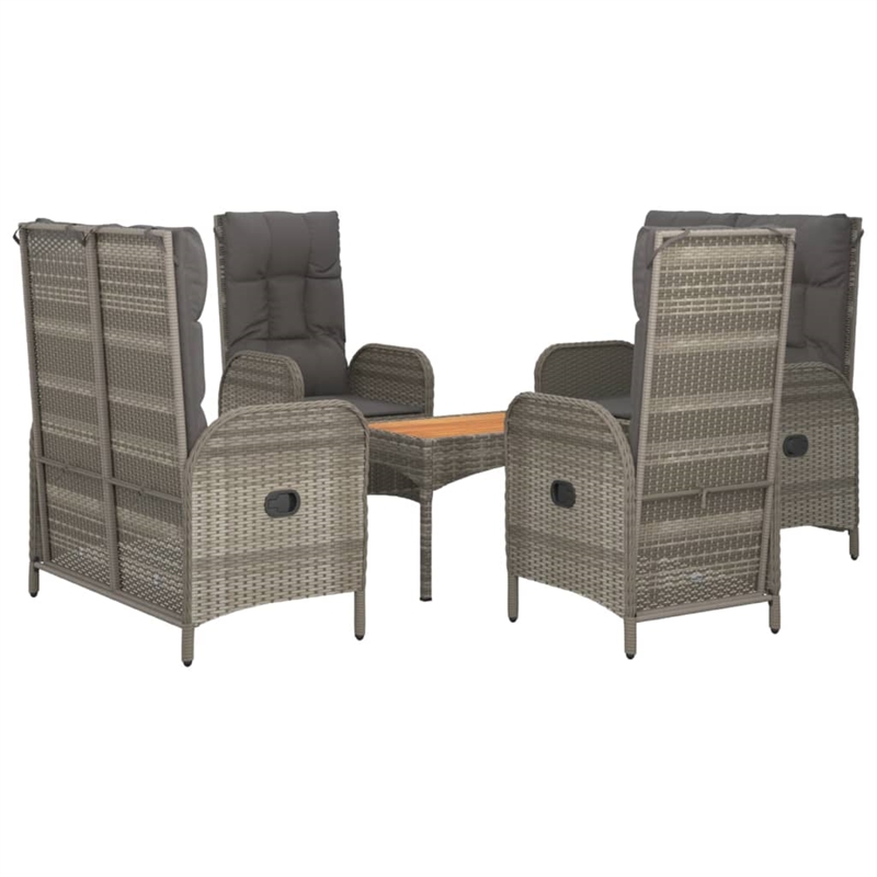 Afuera Living PE Rattan Adjustable Armrests Garden Dining Set in Gray