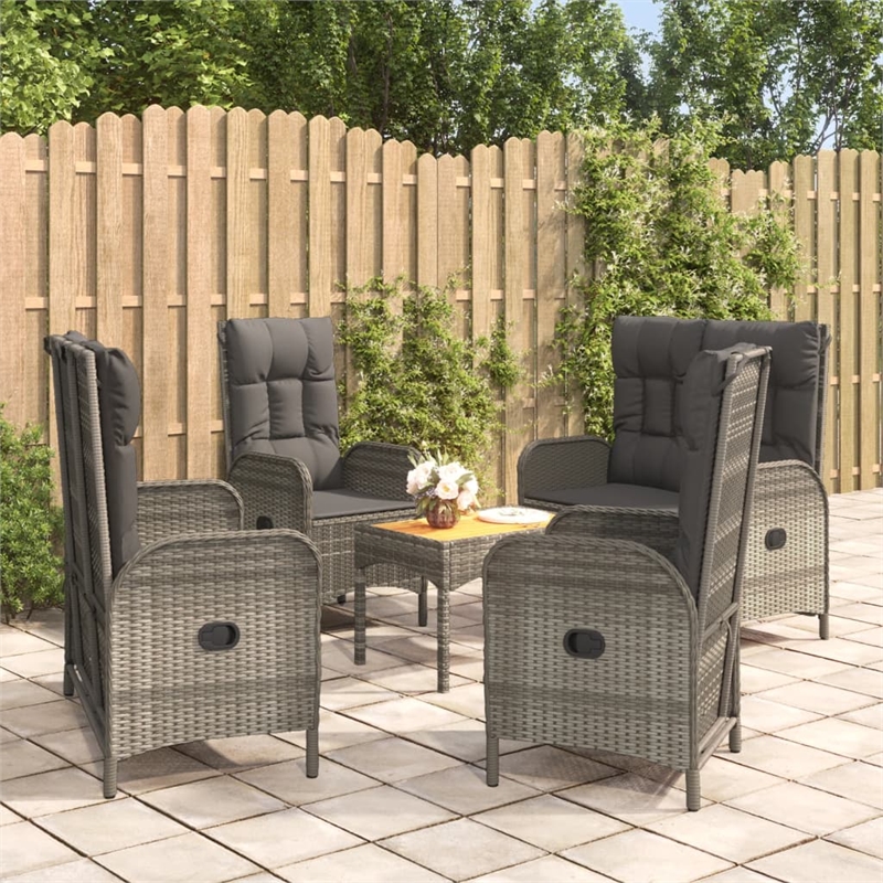 Afuera Living PE Rattan Adjustable Armrests Garden Dining Set in Gray