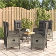 Afuera Living PE Rattan Adjustable Armrests Garden Dining Set in Gray