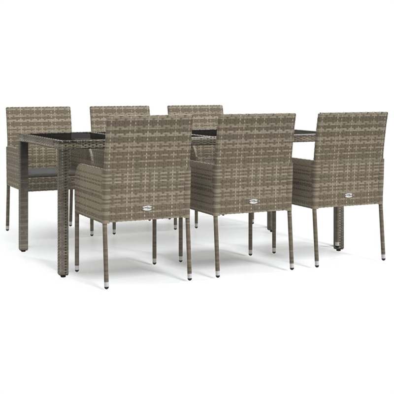 Afuera Living PE Rattan 7 Piece Set Modular Garden Dining Set in Gray