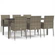 Afuera Living PE Rattan 7 Piece Set Modular Garden Dining Set in Gray
