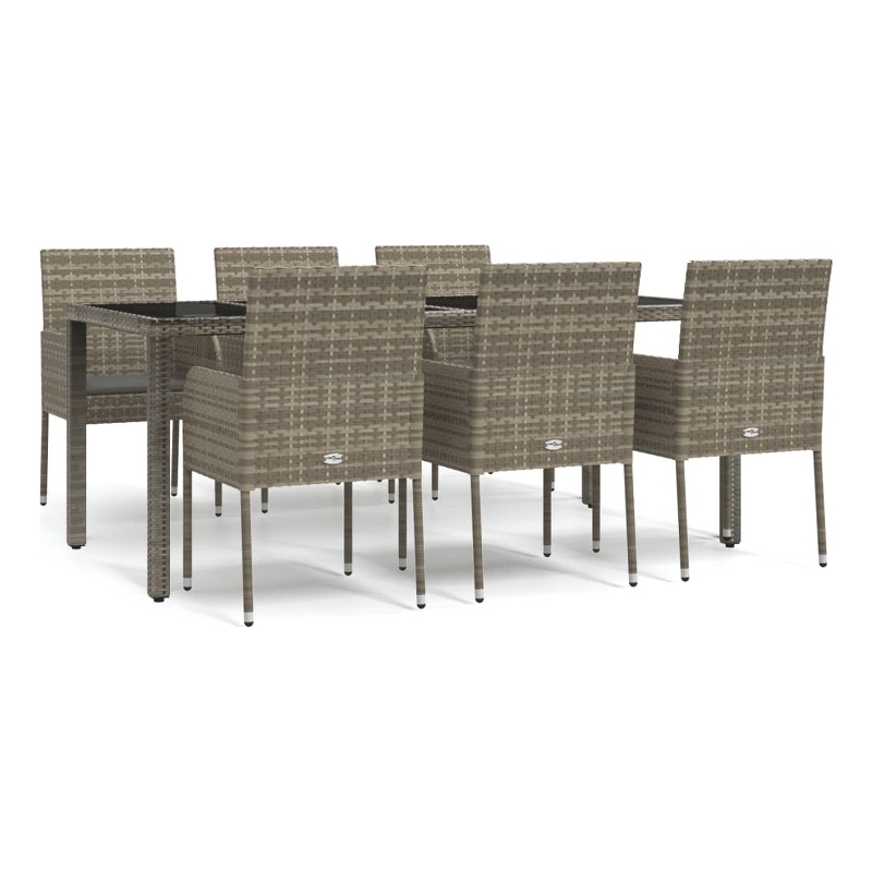Afuera Living PE Rattan 7 Piece Set Modular Garden Dining Set in Gray