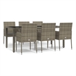 Afuera Living PE Rattan 7 Piece Set Modular Garden Dining Set in Gray