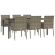 Afuera Living PE Rattan 7 Piece Set Modular Garden Dining Set in Gray