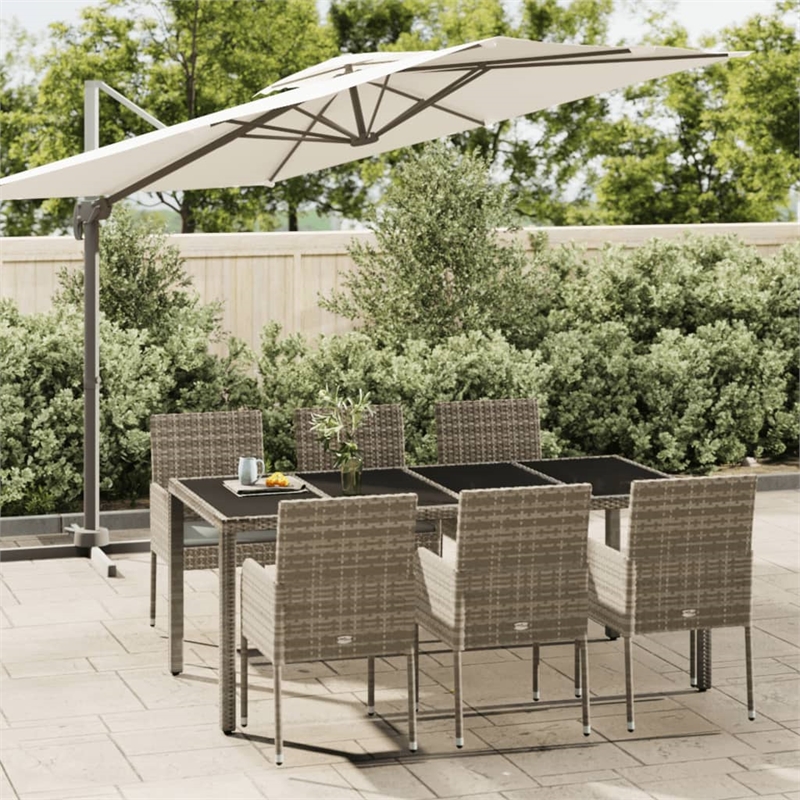 Afuera Living PE Rattan 7 Piece Set Modular Garden Dining Set in Gray