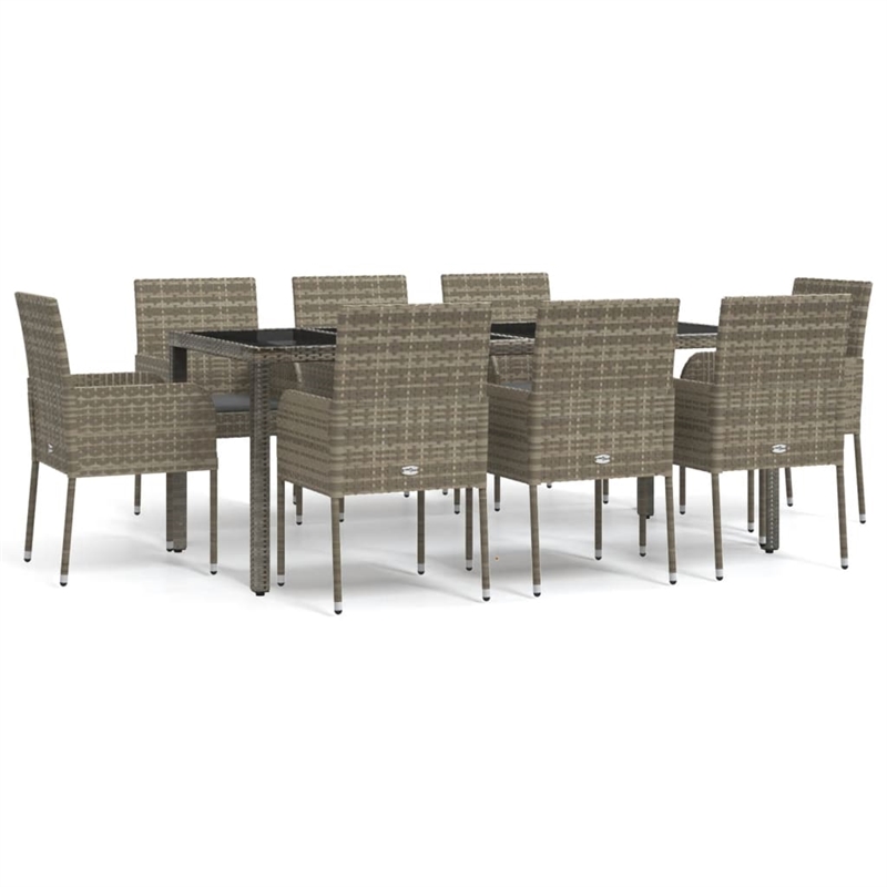 Afuera Living PE Rattan/Powder-Coated Steel Garden Dining Set in Gray