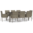 Afuera Living PE Rattan/Powder-Coated Steel Garden Dining Set in Gray