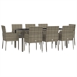 Afuera Living PE Rattan/Powder-Coated Steel Garden Dining Set in Gray