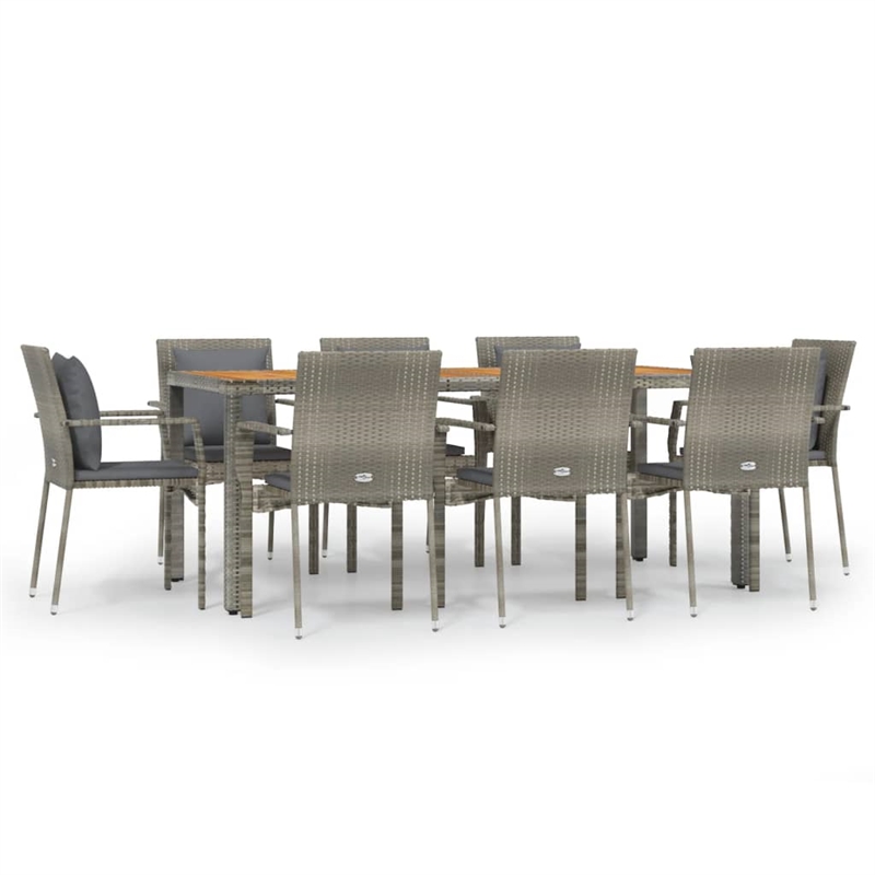 Afuera Living PE Rattan 9 Piece Set Modular Garden Dining Set in Gray