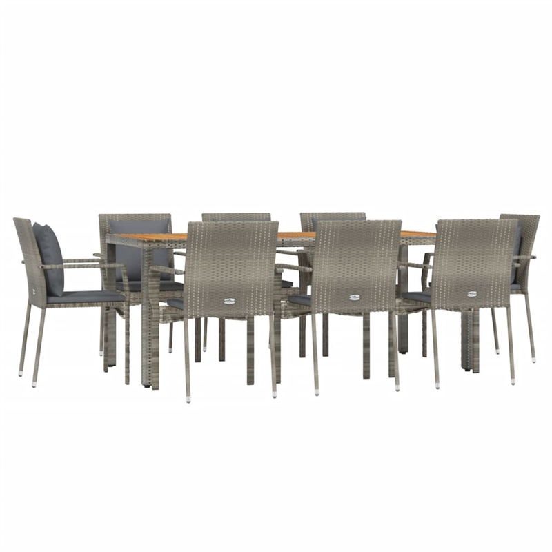 Afuera Living PE Rattan 9 Piece Set Modular Garden Dining Set in Gray