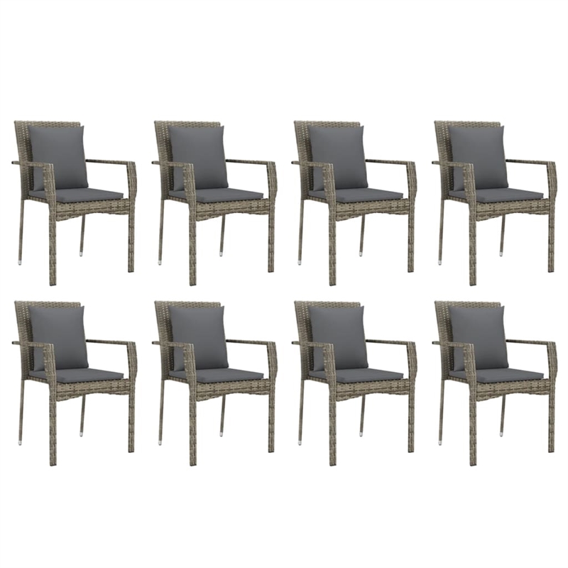 Afuera Living PE Rattan 9 Piece Set Modular Garden Dining Set in Gray