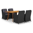 Afuera Living Solid Acacia Wood Large Rectangular Dining Set in Black