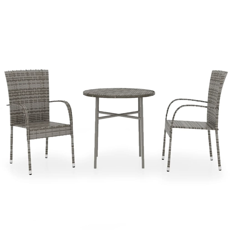 Afuera Living Poly Rattan Compact Stackable Garden Dining Set in Gray