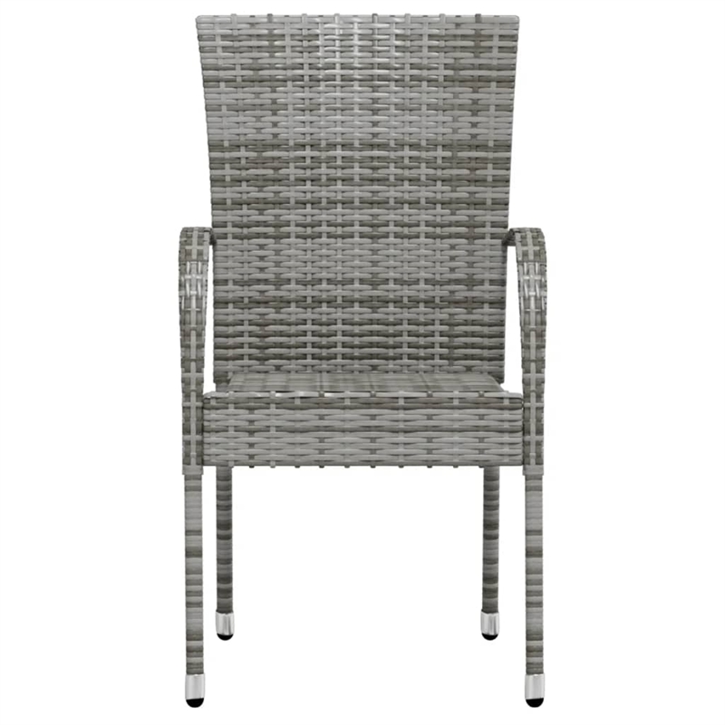 Afuera Living Poly Rattan Compact Stackable Garden Dining Set in Gray