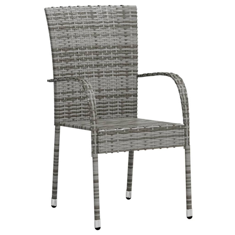 Afuera Living Poly Rattan Compact Stackable Garden Dining Set in Gray
