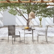 Afuera Living Poly Rattan Compact Stackable Garden Dining Set in Gray