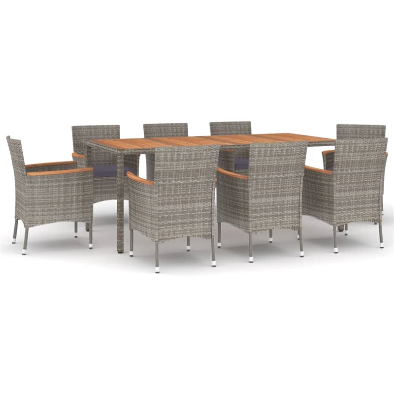 Afuera Living Synthetic Poly Rattan 9 Piece Patio Dining Set in Gray