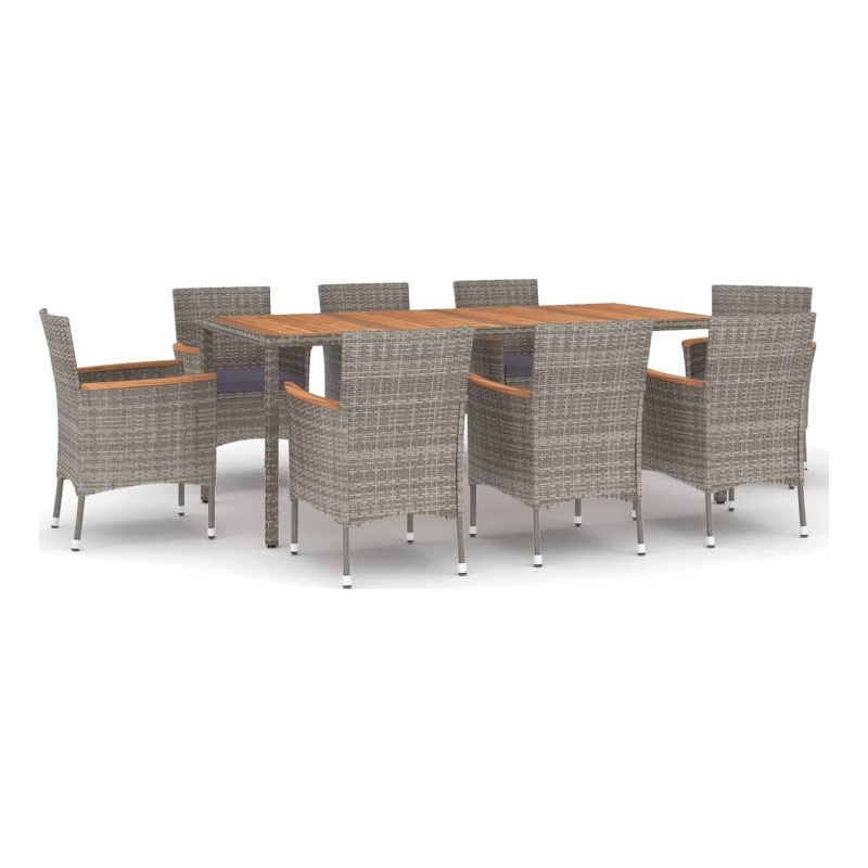 Afuera Living Synthetic Poly Rattan 9 Piece Patio Dining Set in Gray