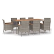 Afuera Living Synthetic Poly Rattan 9 Piece Patio Dining Set in Gray