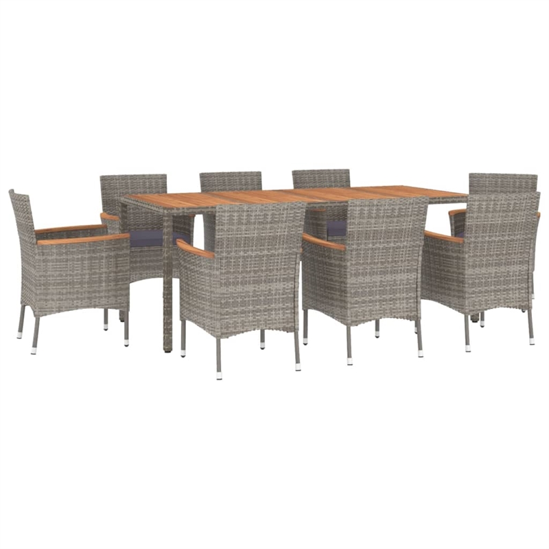 Afuera Living Synthetic Poly Rattan 9 Piece Patio Dining Set in Gray