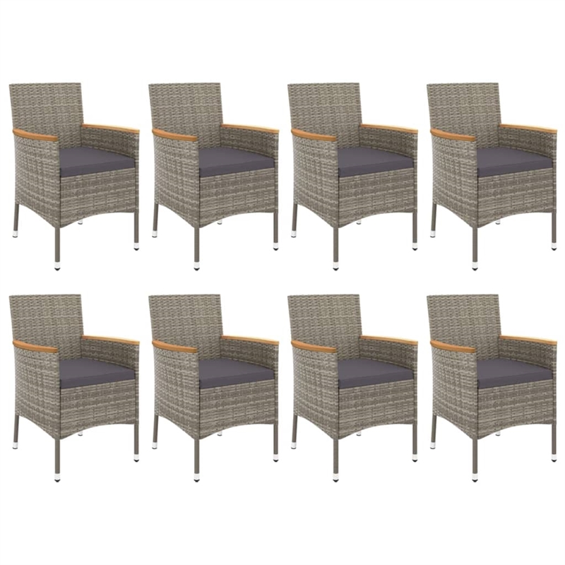 Afuera Living Synthetic Poly Rattan 9 Piece Patio Dining Set in Gray