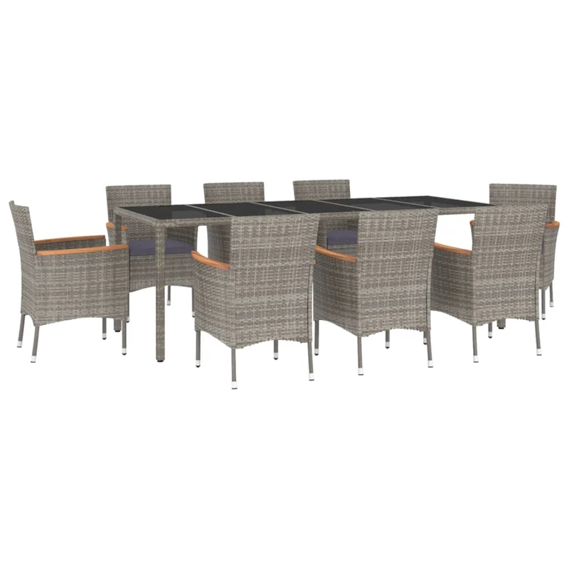Afuera Living Synthetic Poly Rattan 9 Piece Patio Dining Set in Gray