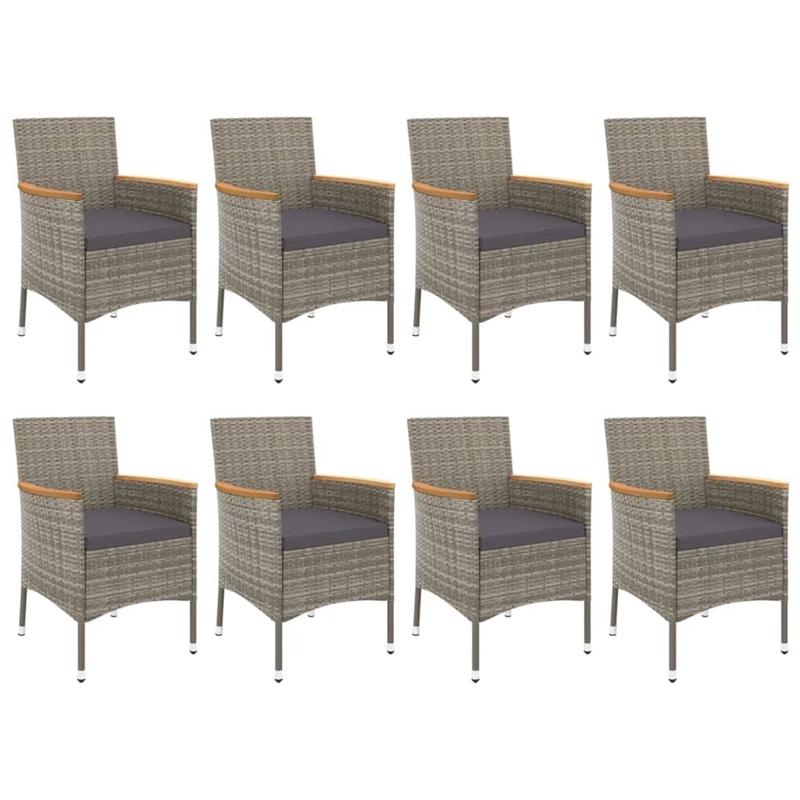 Afuera Living Synthetic Poly Rattan 9 Piece Patio Dining Set in Gray