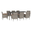 Afuera Living Synthetic Poly Rattan 9 Piece Patio Dining Set in Gray
