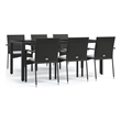 Afuera Living Synthetic Poly Rattan Garden Dining Set in Black/Cream